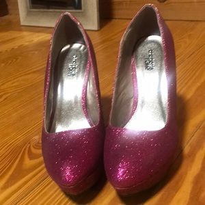 Charlotte Russe pink glitter wedges